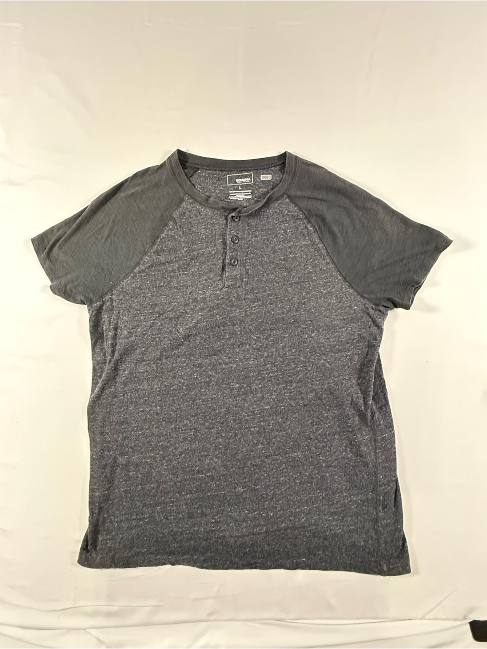 Sonoma Men's Short Sleeve Two-Tone Henley Tee - Charcoal & Dark Gray